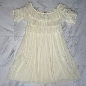 Jean Paul Gaultier Soleil off the shoulder mesh mini babydoll top dress M Medium